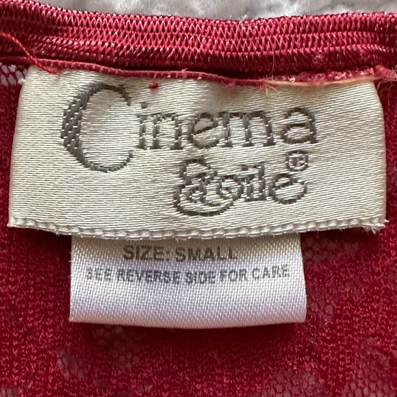 VTG lace corset style red floral stretch tank top sheer vintage vamp lingerie S - Picture 4 of 7